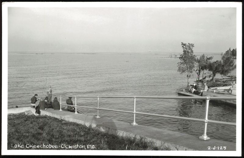 People Fishing from Pier at Lake Okeechobee Clewiston Florida