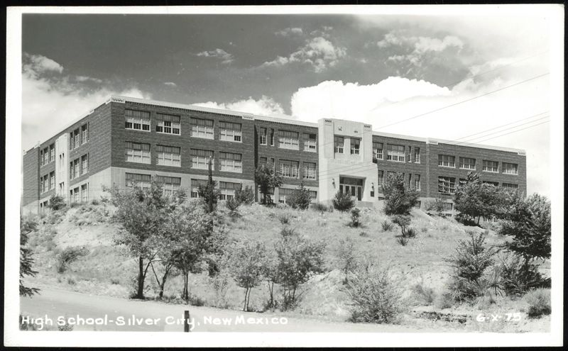 High School Building on Hillside Silver City New Mexico