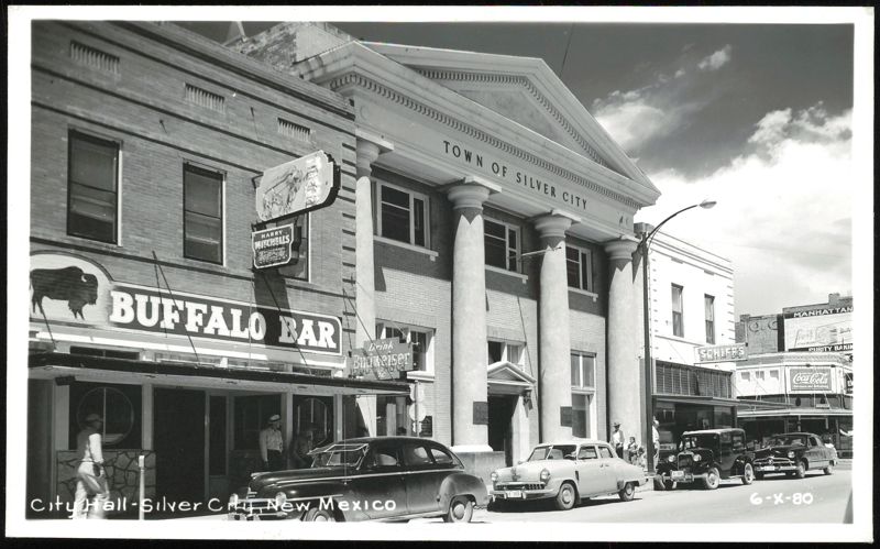 City Hall and Buffalo Bar with Vintage Cars Silver City New Mexico