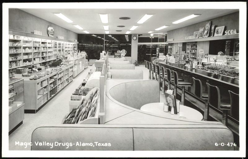 Magic Valley Drugs Interior with Soda Fountain Alamo Texas