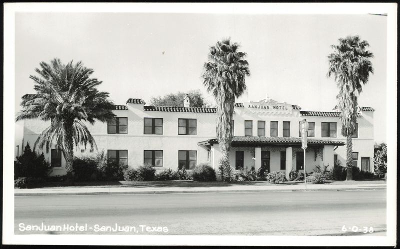 San Juan Hotel with Palm Trees and Spanish Architecture Texas