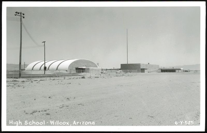 High School with Arched Roof Building and Flagpole Willcox Arizona