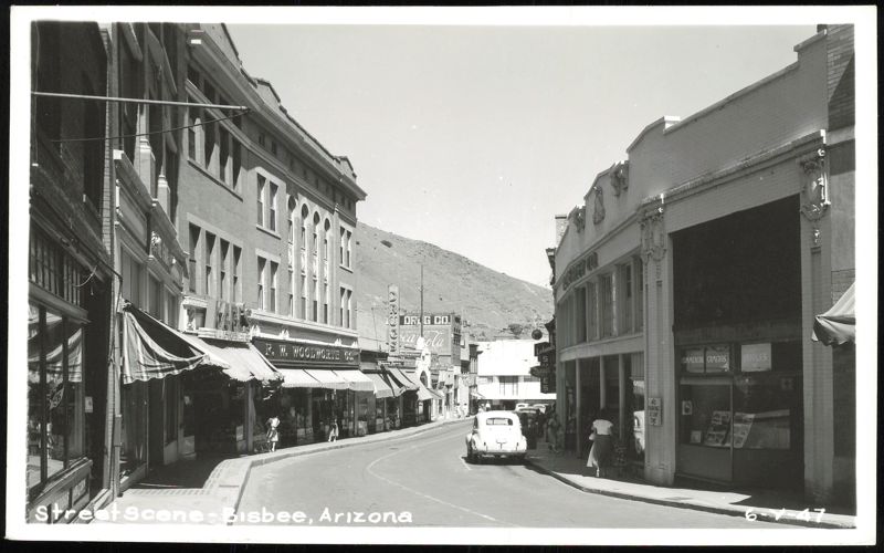 Street Scene with F.W. Woolworth Co. and Drug Co. Bisbee Arizona