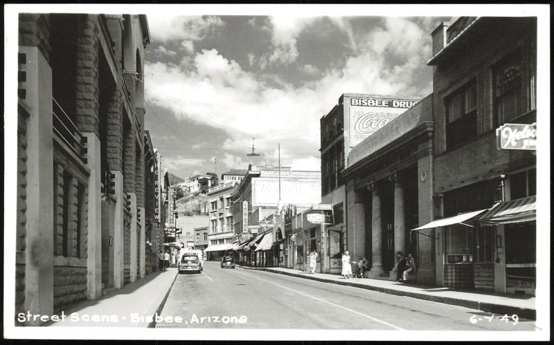 Street Scene with Storefronts and Vintage Cars Bisbee Arizona