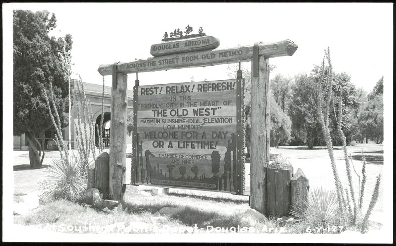 Welcome Sign at Southern Pacific Depot Douglas Arizona