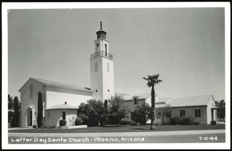 Latter Day Saints Church with Tower and Palm Trees Phoenix Arizona