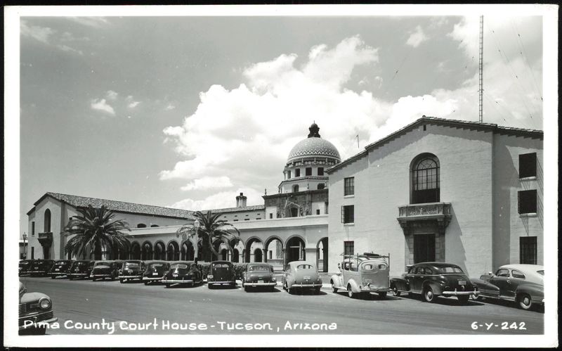 Pima County Court House with Dome and Vintage Cars Tucson Arizona