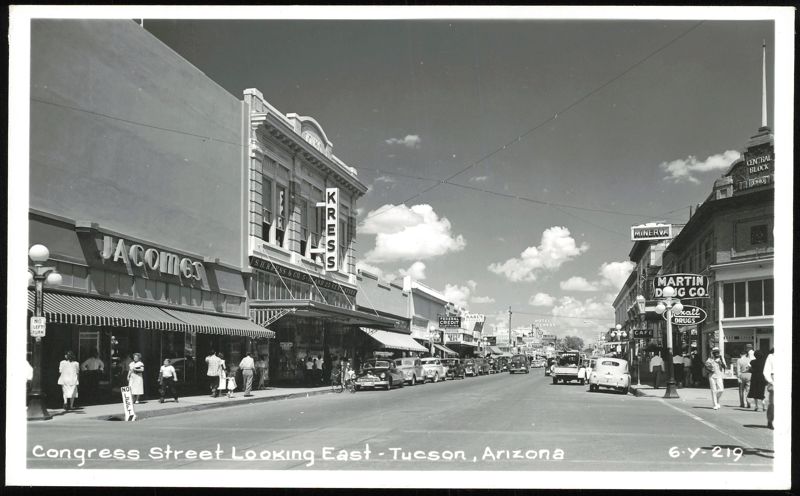 Congress Street Looking East with Jacome's and Kress Tucson Arizona