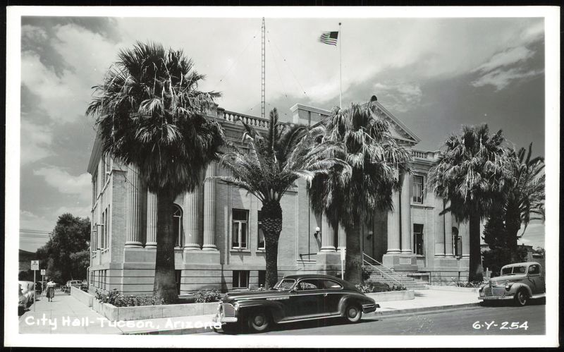 City Hall with Palm Trees and Classic Cars Tucson Arizona