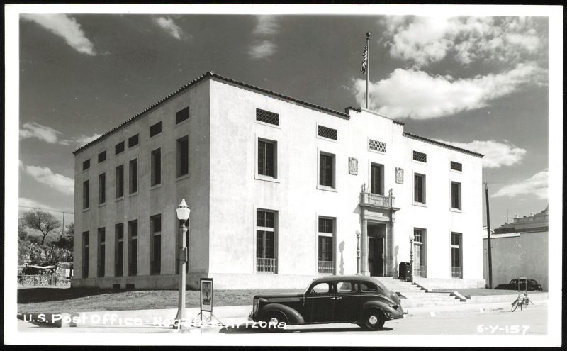 U.S. Post Office Building with Vintage Car Nogales Arizona