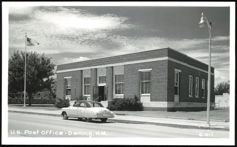 U.S. Post Office Building with Vintage Car Deming New Mexico