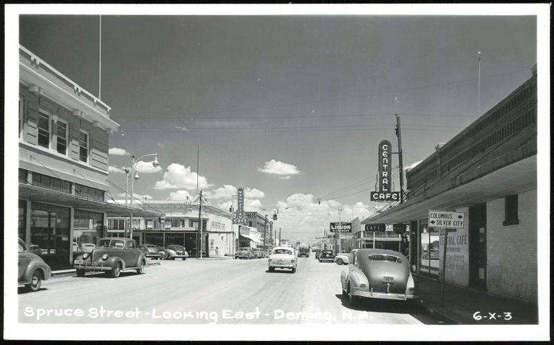 Spruce Street Looking East with Central Cafe Deming New Mexico