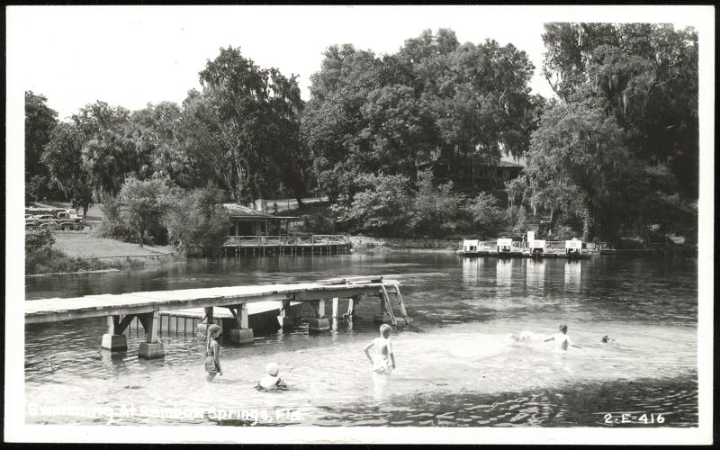 Swimming at Rainbow Springs with Wooden Pier Dunnellon Florida