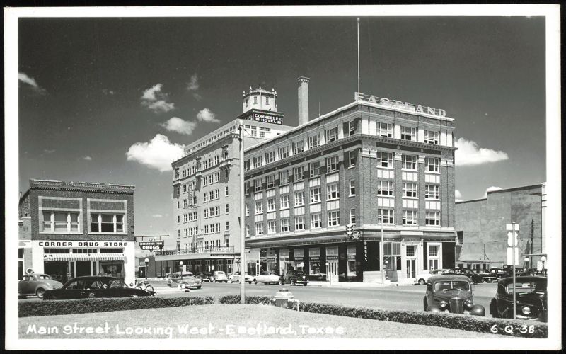 Main Street Looking West with Connellee Hotel Eastland Texas