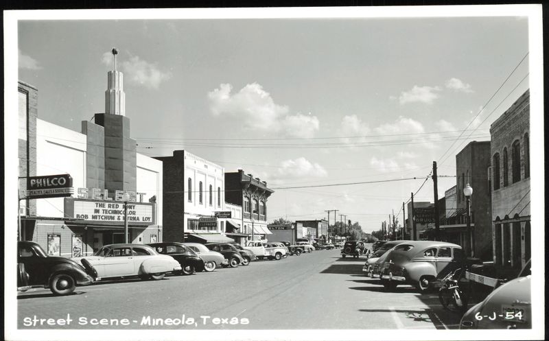 Street Scene with Select Theater and Philco Sign Mineola Texas