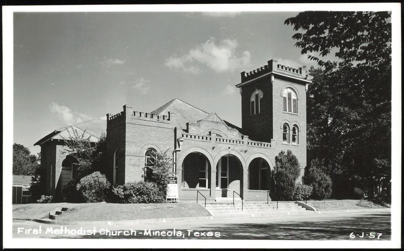 First Methodist Church with Crenelated Tower Mineola Texas