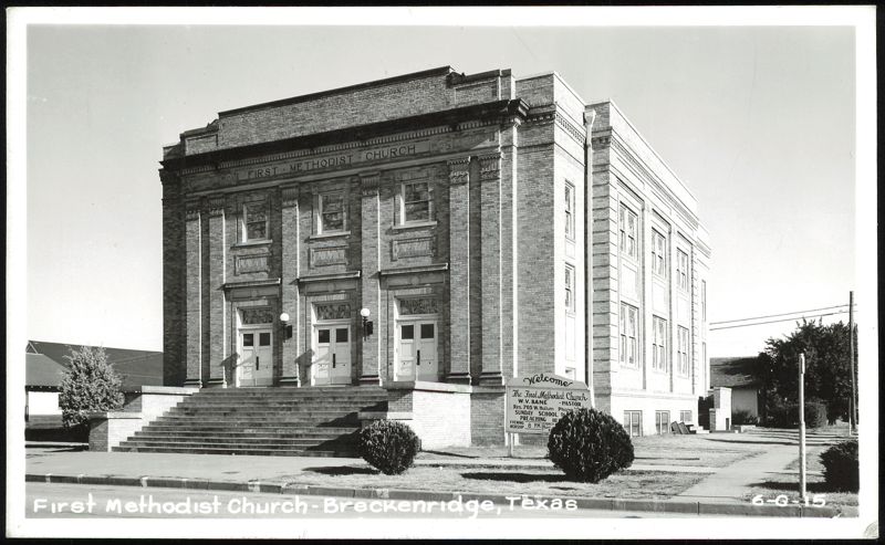First Methodist Church Building with Wide Front Staircase Breckenridge Texas