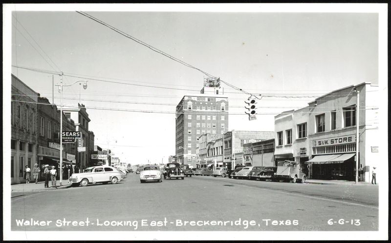 Walker Street Looking East with Sears and S&W Store Breckenridge Texas