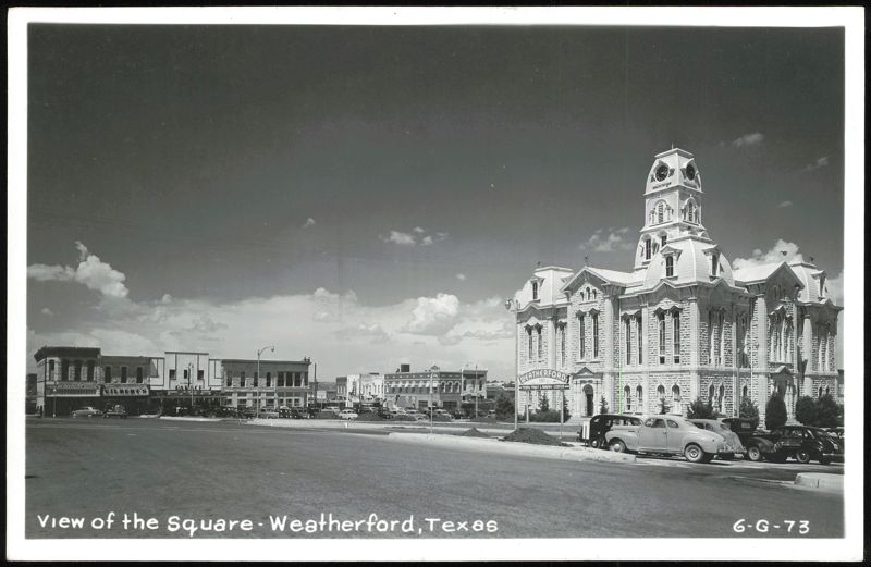 View of the Square and Parker County Courthouse Weatherford Texas