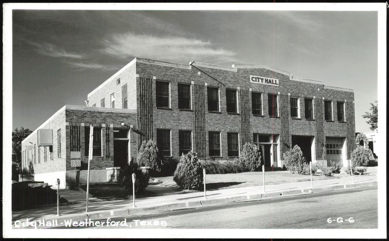 City Hall Building with Parking Meters and Landscaping Weatherford Texas