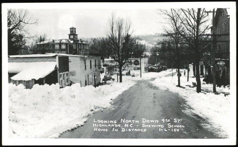 Looking North Down 4th St. Showing School House Highlands North Carolina