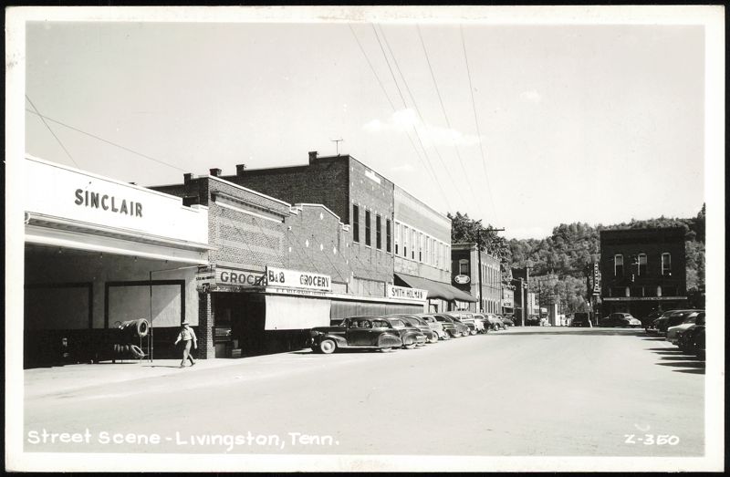 Street Scene with Sinclair Station and B&B Grocery Livingston Tennessee
