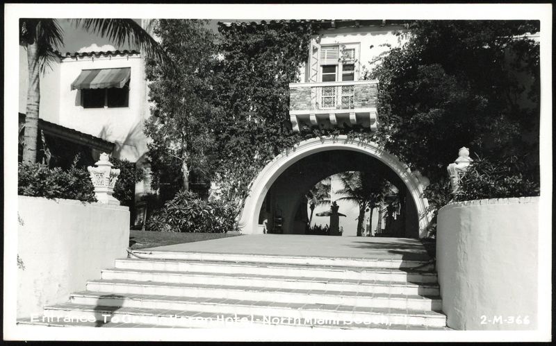 Entrance to Green Heron Hotel with Arched Walkway North Miami Beach Florida