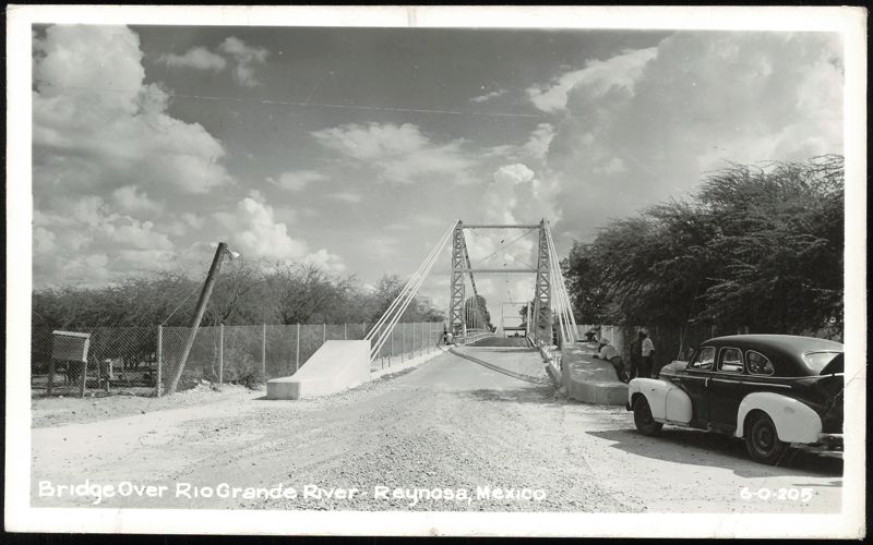 Suspension Bridge Over Rio Grande River Reynosa Mexico
