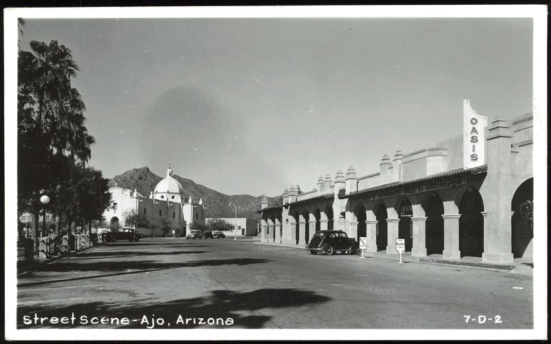 Street Scene with Oasis Building and Church Ajo Arizona