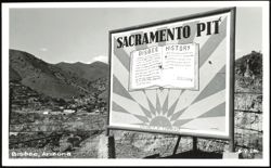Sacramento Pit Information Sign and Town View Bisbee, AZ Postcard