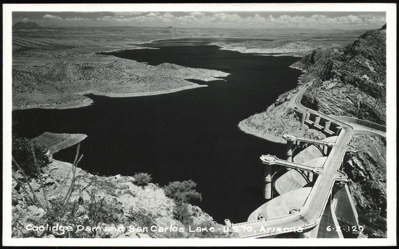 Coolidge Dam and San Carlos Lake, U.S. 70 Arizona