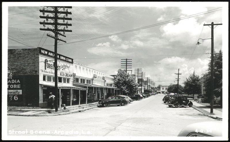 Street Scene with New Arcadia Drug Store