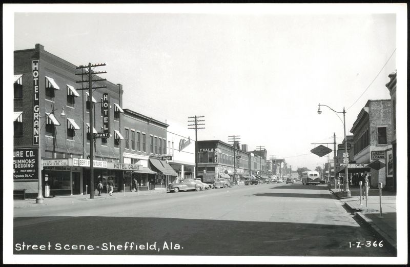 Street Scene with Hotel Grant and Colbert Furniture Co. Sheffield Alabama