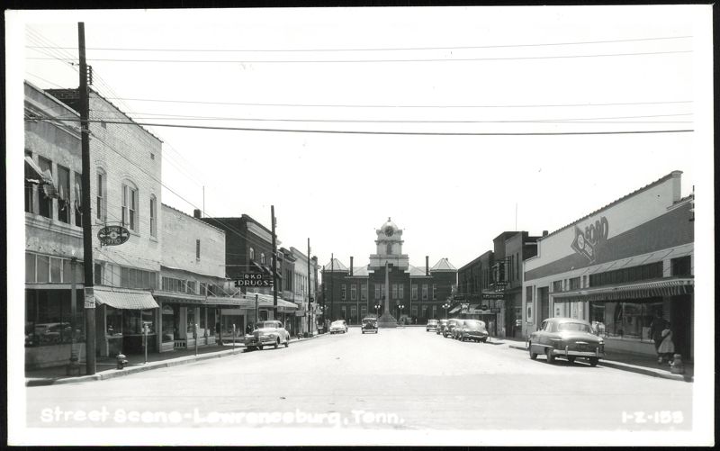 Street Scene with Courthouse in Lawrenceburg, Tennessee