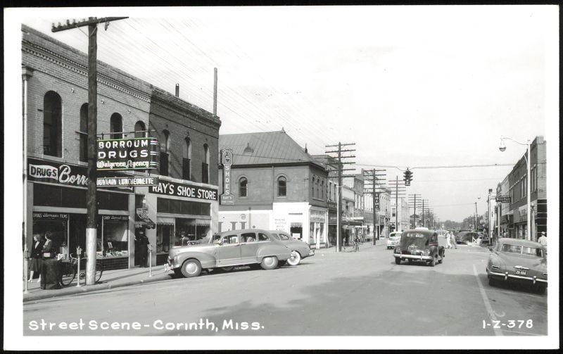 Street Scene with Borroum Drugs and Ray's Shoe Store
