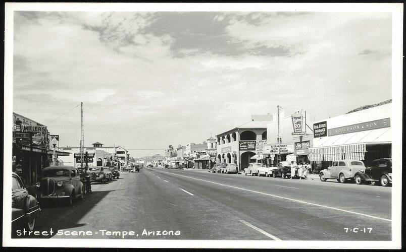 Street Scene with Businesses and Cars in Tempe, Arizona