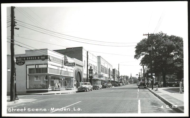 Street Scene with Atkins Drugs and Western Union Minden Louisiana