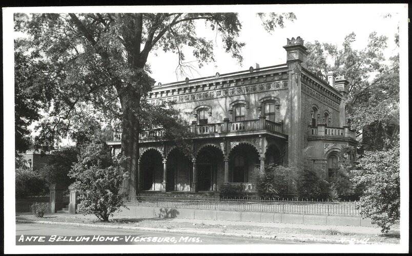 Antebellum Home with Ornate Porch in Vicksburg Mississippi