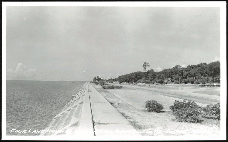 Four Lane Highway and Seawall Along Gulf Coast Gulfport Mississippi