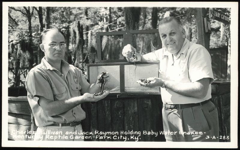Charles Sullivan and Jack Raymon Holding Baby Water Snakes Park City Kentucky