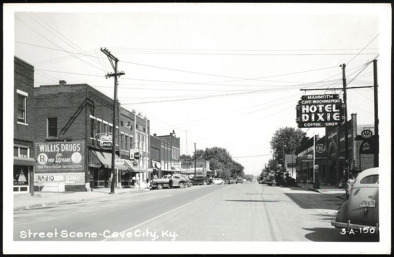 Street Scene with Hotel Dixie and Willis Drugs