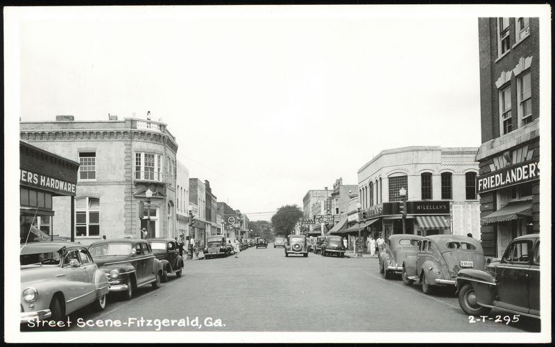 Street Scene with Cars and Businesses in Fitzgerald Georgia