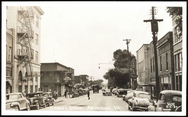 Street Scene with Cars and Peoples Drugs in Abingdon, VA Virginia