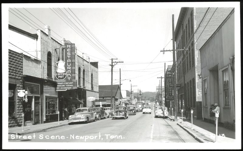 Street Scene with Coffee Pot Restaurant in Newport Tennessee