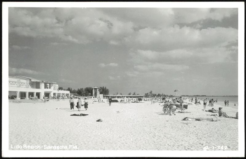 Lido Beach Casino and Crowded Beach Scene Sarasota Florida