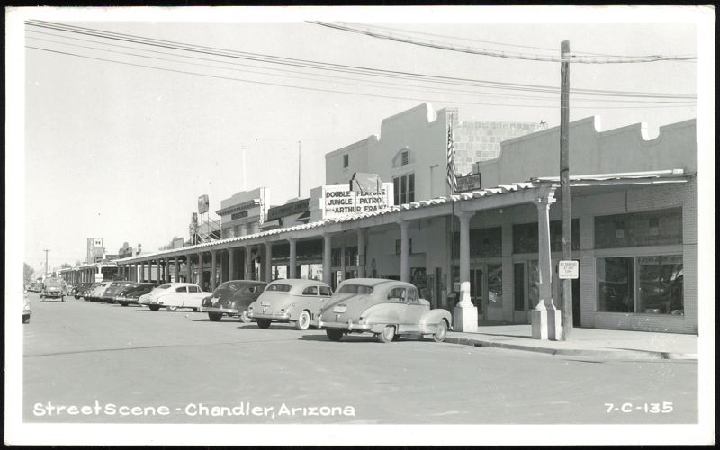 Street Scene with Cars and Storefronts in Chandler Arizona