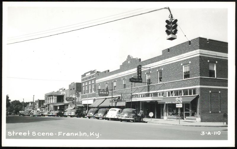 Street Scene with Hotel Franklin and Arnold Drug Co. Kentucky