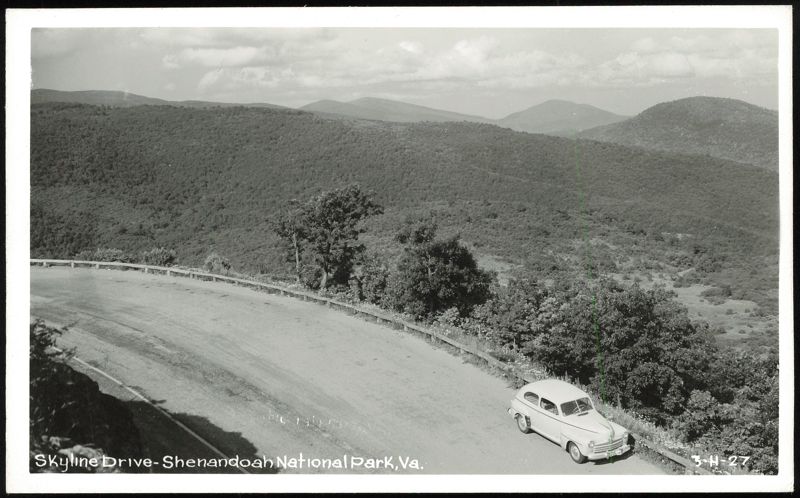 Car on Skyline Drive in Shenandoah National Park Virginia