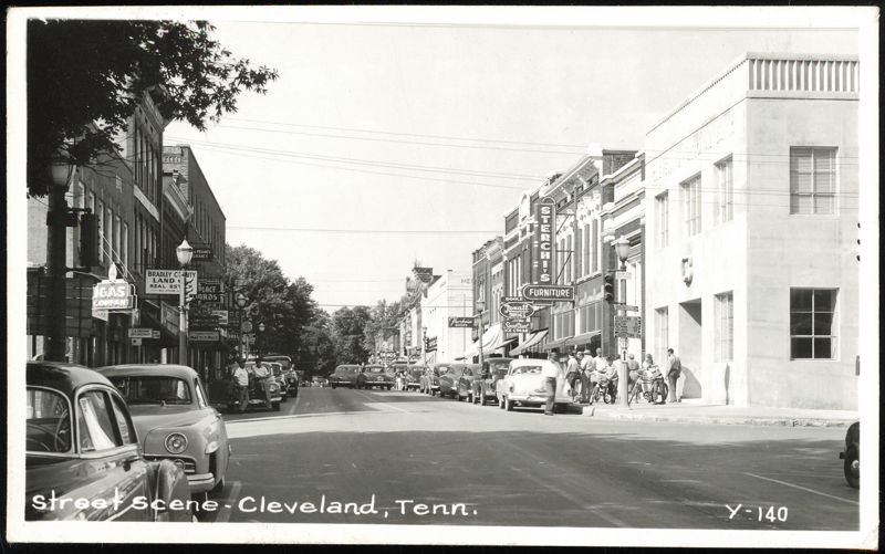Street Scene with Sterchi's Furniture in Cleveland Tennessee
