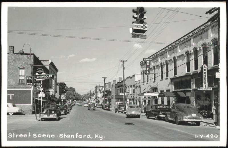 Street Scene with Stanford Hotel and Cars Kentucky